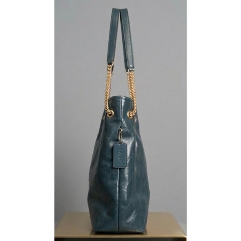 Stunning!!  NEW!!! Coach Evelyn Large Quilted Leather Shoulder Bag in Deep Teal! - Picture 3 of 16